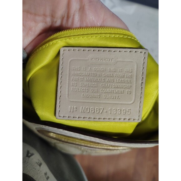 Coach Signature Metallic Gold Canvas Leather Trim FoldoverCrossbody Bag - Picture 9 of 10